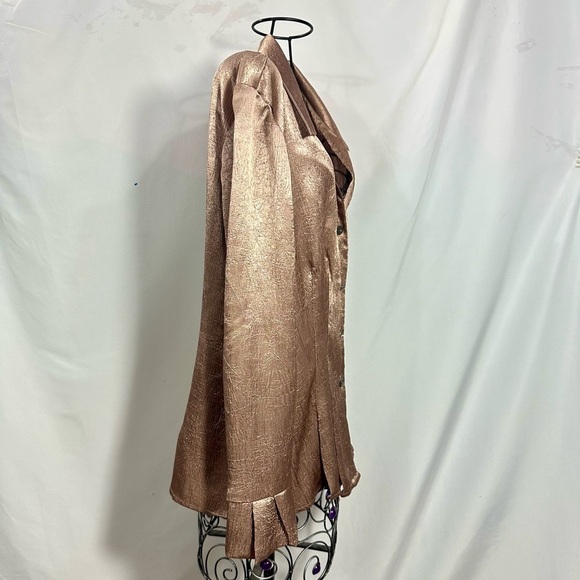 Essentials by Milano metallic gold button down shirt size L - Picture 7 of 9